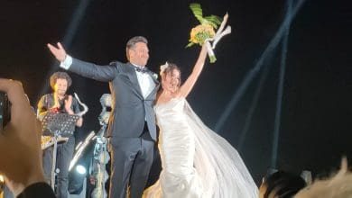 فريدة القاضي وزوجها مهند مغازي